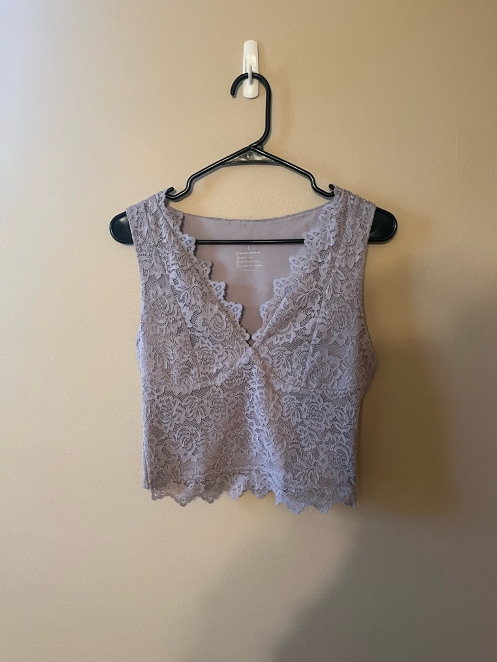 Lace V-Neck Cropped Tank Top - Lavender